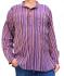 Purple / Red Striped 100% Cotton Collarless Cambridge Grandad Shirt