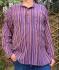 Purple / Red Striped 100% Cotton Collarless Cambridge Grandad Shirt