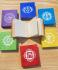 Handmade Nepali Lokta Paper Set of Seven Rainbow Chakra Mini Tibetan Design Notebooks
