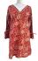 Paisley Print Kaftan Top Soft Indian Cotton Block Print Red Sizes 8 - 16