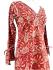 Paisley Print Kaftan Top Soft Indian Cotton Block Print Red Sizes 8 - 16