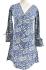Paisley Print Kaftan Top Soft Indian Cotton Block Print Blue Sizes 8 - 16