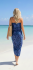 Sarong Beach Coverup Batik from Bali Large Size Dark Blue Flower Design