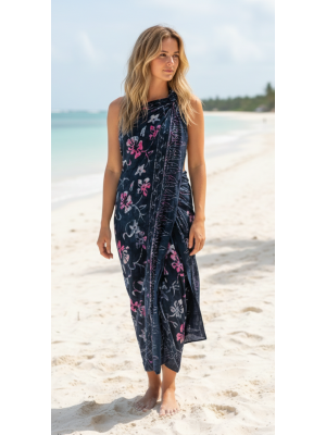 Sarong Beach Coverup Bali Batik Large Size Black, White & Pinks