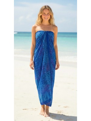 Sarong Beach Coverup Batik from Bali Large Size Light & Dark Blues