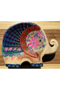 Handcrafted Hand Painted Wooden Elephant Dish - Blue Handcrafted Hand Painted Wooden Elephant Dish - Blue