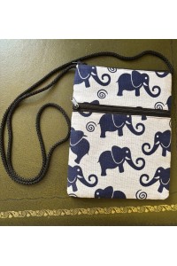 Padded Crossbody Passport / Phone Bag - Contemporary  Elephant Print from Thailand