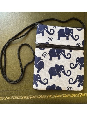 Padded Crossbody Passport / Phone Bag - Contemporary Elephant Print from Thailand Padded Crossbody Passport / Phone Bag - Contemporary Elephant Print from Thailand