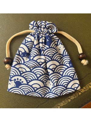Large Unbleached Cotton Pouch / Purse - Hidden Cat Print from Thailand - Fair Trade Large Unbleached Cotton Pouch / Purse - Hidden Cat Print from Thailand - Fair Trade
