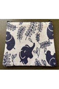 Large Baby Elephant Purse Unbleached Cotton Navy Contemporary Design Fair Trade