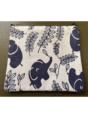 Large Baby Elephant Purse Unbleached Cotton Navy Contemporary Design Fair Trade