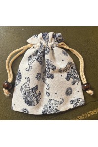 Large Unbleached Cotton Pouch / Purse - Traditional Baby Elephant Print from Thailand