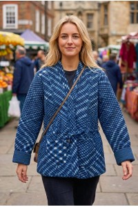 Kantha Jacket - Cotton Quilted Summer Weight Blue White Batik Design Reversible Indian Kantha Jacket - Fair Trade - Available in sizes 8 - 18 Kantha Jacket - Cotton Quilted Summer Weight Blue White Batik Design Reversible Indian Kantha Jacket - Fair Trade - Available in sizes 8 - 18