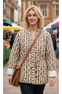 Kantha Jacket - Cotton Quilted Summer Weight Green & White Flowers Reversible Indian Kantha Jacket - Fair Trade - Available in sizes 8 -18 Kantha Jacket - Cotton Quilted Summer Weight Green & White Flowers Reversible Indian Kantha Jacket - Fair Trade - Available in sizes 8 -18