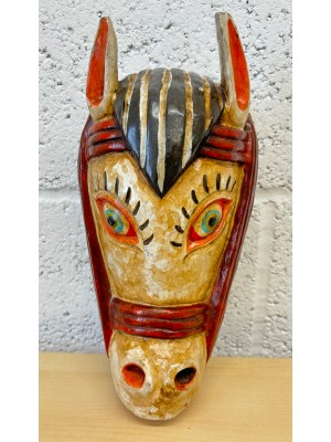 Vintage Hand Carved Shamanic Nepali Horse Mask Hand Painted dating from 1970's