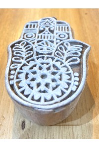 Large Hand of Fatima Indian Hand Carved Wooden Printing Blocks -  Fair Trade