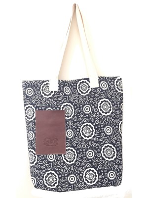 Vegan / Cruelty Free Cotton Tote Bag / Shopping Bag - Black & White Abstract Floral Design - Fair Trade Vegan / Cruelty Free Cotton Tote Bag / Shopping Bag - Black & White Abstract Floral Design - Fair Trade
