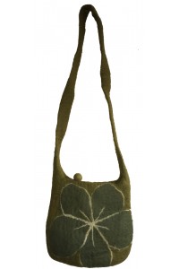 Green Felt Daisy Shoulder Bag / Handbag - Fair Trade - Handmade Lovely & Tactile Green Felt Daisy Shoulder Bag / Handbag - Fair Trade - Handmade Lovely & Tactile