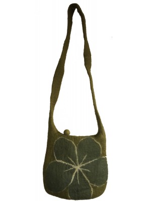 Green Felt Daisy Shoulder Bag / Handbag - Fair Trade - Handmade Lovely & Tactile Green Felt Daisy Shoulder Bag / Handbag - Fair Trade - Handmade Lovely & Tactile