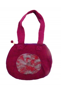 Fair Trade Hand Made Lovely Tactile Double Circle Variegated Felt Hand Bag - Purple Fair Trade Hand Made Lovely Tactile Double Circle Variegated Felt Hand Bag - Purple