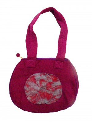 Fair Trade Hand Made Lovely Tactile Double Circle Variegated Felt Hand Bag - Purple Fair Trade Hand Made Lovely Tactile Double Circle Variegated Felt Hand Bag - Purple