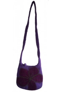 Purple Felt Daisy Shoulder Bag / Handbag - Fair Trade - Handmade Lovely & Tactile Purple Felt Daisy Shoulder Bag / Handbag - Fair Trade - Handmade Lovely & Tactile