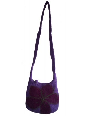 Purple Felt Daisy Shoulder Bag / Handbag - Fair Trade - Handmade Lovely & Tactile Purple Felt Daisy Shoulder Bag / Handbag - Fair Trade - Handmade Lovely & Tactile