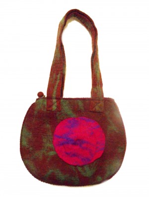Fair Trade Hand Made Lovely Tactile Double Circle Variegated Felt Hand Bag - Pink Fair Trade Hand Made Lovely Tactile Double Circle Variegated Felt Hand Bag - Pink
