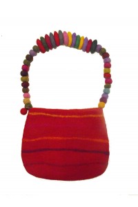 Fair Trade Hand Made Lovely Tactile Red Striped Felt Hand Bag / Shoulder Bag Fair Trade Hand Made Lovely Tactile Red Striped Felt Hand Bag / Shoulder Bag