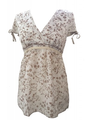 Lovely White Floaty Floral Print Donatella Blouse - Perfect for Work or Going Out- Fair Trade 100% Cotton Lovely White Floaty Floral Print Donatella Blouse - Perfect for Work or Going Out- Fair Trade 100% Cotton