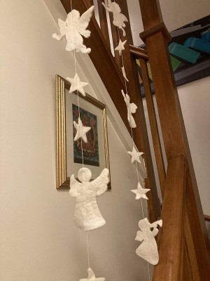 Lovely White Felt Traditional Christmas Angel, Cherub and Star Hanging Decoration - Fair Trade Lovely White Felt Traditional Christmas Angel, Cherub and Star Hanging Decoration - Fair Trade