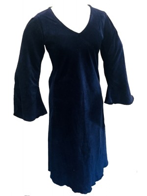 Royal Blue Vintage Velvet V Neck Party Dress - Fair Trade