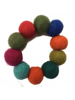 Hand Rolled Felt Rainbow Bobble Bracelet - Fair Trade Hand Rolled Felt Rainbow Bobble Bracelet - Fair Trade