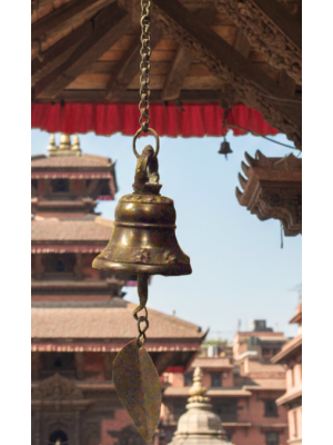 Vintage Traditional Nepalese Temple Wind Bell with leaf hanger to catch the breeze, with hanging chain and hook - makes a beautiful sound Vintage Traditional Nepalese Temple Wind Bell with leaf hanger to catch the breeze, with hanging chain and hook - makes a beautiful sound
