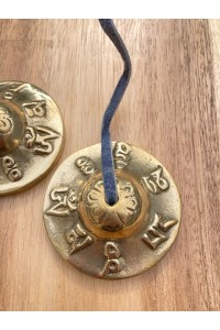 Golden Om Mani Padme Hum Tibetan Buddhist Tingsha Bells ( Buddhist cymbals)   - Fair Trade from Kathmandu