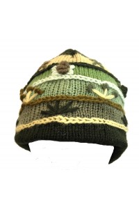Shades of Green Hand Embroidered Hand Knit Wool Beanie Hat - Fair Trade - Fleece Lined Toasty Warm Shades of Green Hand Embroidered Hand Knit Wool Beanie Hat - Fair Trade - Fleece Lined Toasty Warm