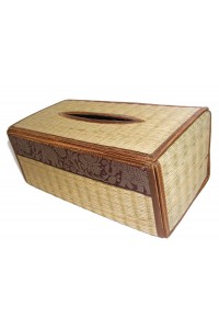 Natural Reed Tissue Box Cover with Elephant Design - Fair Trade Natural Reed Tissue Box Cover with Elephant Design - Fair Trade