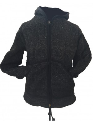 Fair Trade Charcoal Hand Knit Fleece Lined Woollen Jacket Fair Trade Charcoal Hand Knit Fleece Lined Woollen Jacket