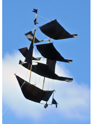 Large Black Pirate Boat Kite - Fair Trade