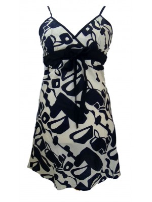 Short Black and White Friesian Print Florence Dress / Sundress - Fair Trade Short Black and White Friesian Print Florence Dress / Sundress - Fair Trade