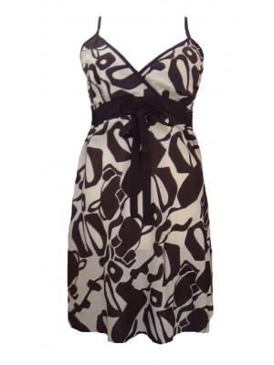 Short Brown and Cream Friesian Print Florence Dress / Sundress - Fair Trade Short Brown and Cream Friesian Print Florence Dress / Sundress - Fair Trade