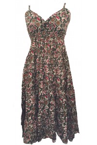 Forest Green Abstract Floral Patterned Toto Short Summer Dress 