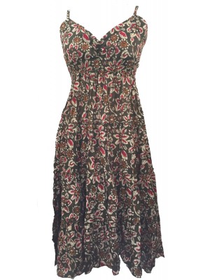 Forest Green Abstract Floral Patterned Toto Short Summer Dress Forest Green Abstract Floral Patterned Toto Short Summer Dress