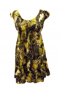 Green / Yellow Bold Flower Print Floaty Indian Cotton Lizzy Maternity Blouse - Fair Trade Green / Yellow Bold Flower Print Floaty Indian Cotton Lizzy Maternity Blouse - Fair Trade