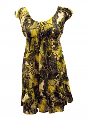 Green / Yellow Bold Flower Print Floaty Indian Cotton Lizzy Maternity Blouse - Fair Trade Green / Yellow Bold Flower Print Floaty Indian Cotton Lizzy Maternity Blouse - Fair Trade