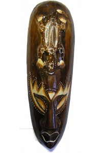 Fair Trade Small Handcarved Wooden 30cm Indigenous ' African Style ' Borneo Tribal 'Gecko' Mask 