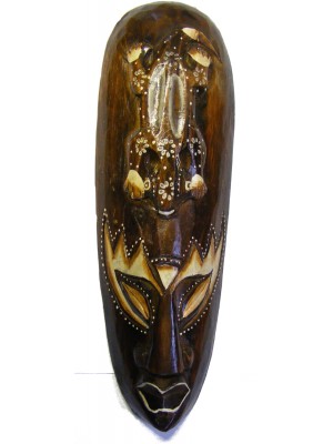 Fair Trade Small Handcarved Wooden 30cm Indigenous ' African Style ' Borneo Tribal 'Gecko' Mask 