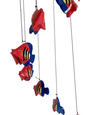 Red Balinese Kissing Fish Mobile - Fair Trade Hand Painted 