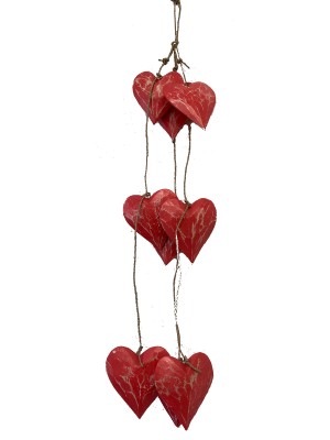 Red Hearts on a String - hand painted wood - Fair Trade Red Hearts on a String - hand painted wood - Fair Trade