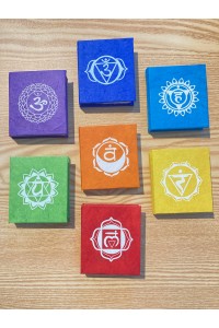 Handmade Nepali Lokta Paper Set of Seven Rainbow Chakra Mini Tibetan Design Notebooks